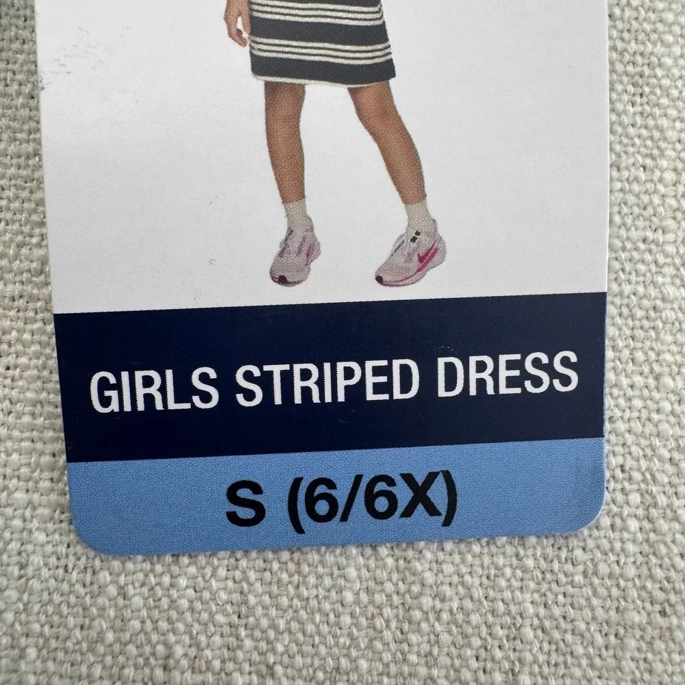 Gap Kids Girls Striped Rugby Dress Navy Cream Long Sleeve Cotton S‎ 6/6X NEW